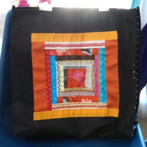 bag with Log cabin patchwork by Patti Owen 2024